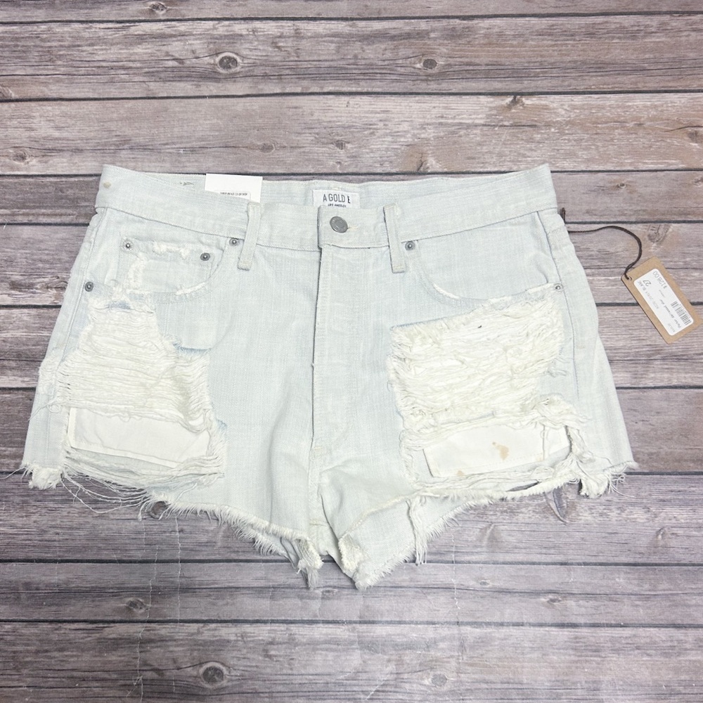 Agolde Parker Vintage Cut Off Distressed Button Fly Blanche White Blue Jean 27